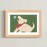 "Fetch 2" - Art Print in Shamrock Green by Jen Tips - Framed