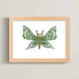 "Midnight Moth" - Art Print in Ocean Teal by Sarah Hand - Framed