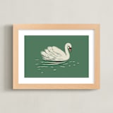 "White Swan" - Art Print in Moss by Ani Somi - Framed