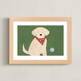 "Fetch 1" - Art Print in Shamrock Green by Jen Tips - Framed