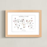 "Travel World Map" - Art Print in Ice by Teju Reval - Framed