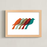 "Mod Birds" - Art Print in Multi by Jennifer Morehead - Framed