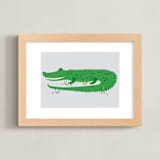 "The Happy Alligator" - Art Print in Allie green by Rebecca Marchese - Framed