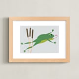 "Leap Frog Leap!" - Art Print in Leaping green by Rebecca Marchese - Framed