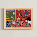 "Red Room with a View" - Art Print in Matisse Red by Lee-Anne Schmidt - Framed