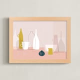 "Yellow & Pink Still Life" - Art Print in Dusky pink by Francesca Iannaccone - Framed