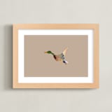 "Mallards in Flight 2" - Art Print in Neutral by Anee Shah - Framed