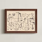 "Breakfast with Coffee" - Art Print in Milk Coffee by Catilustre - Framed