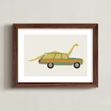 "Driving Apatosaurus" - Art Print in Citron by Morgan Kendall - Framed