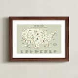 "National Parks of USA" - Art Print in Adventure Green by Sherley Ferreira - Framed