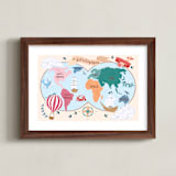 "Exploration Map" - Art Print in Apricot by DorothyDear Creations - Framed