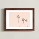 "Pink Sky & Palms" - Art Print in blush pink by Caroline Mint - Framed