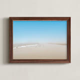 "Sandpipers on Wells Beach in Maine" - Art Print in Beach Day Sky Blue by Mary Ann Glynn-Tusa - Framed