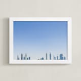 "Hazy Skyline" - Art Print in Sky Blue by Meredith Acton - Framed