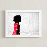 "Girl in the red dress." - Art Print in brilliant red by Dawn Smith - Framed
