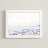 "Iconic French Riviera" - Art Print in Coastal Blue by Jamie Lollback - Framed