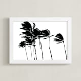 "Palm Trees in the Wind" - Art Print in Noir by BeachPaperCo - Framed