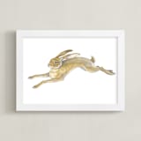 "Wild Hare" - Art Print in burnt sienna by Natalie Groves - Framed