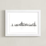 "Chicago Skyline" - Art Print in Charcoal by Paul Berthelot - Framed