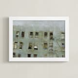 "Windows" - Art Print in grey by Hadas Tal - Framed
