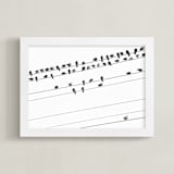 "birds in the meeting 1" - Art Print in classic black and white by Qing Ji - Framed