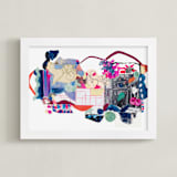 "Pink and Blues Landscape" - Art Print in Fuchsia Pink by Erin McCluskey Wheeler - Framed