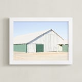 "Green Barn" - Art Print in Barn Green by Alex Elko Design - Framed
