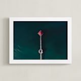 "HB Pier From Above" - Art Print in Cherry by Christian Florin - Framed