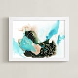 "Flora in Motion" - Art Print in aqua blue by Sarah McInroe - Framed
