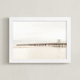 "Stormy Pier" - Art Print in sand by Kamala Nahas - Framed