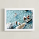 "Sunbathers" - Art Print in Turquoise by Jennifer Jacobson - Framed