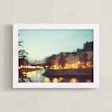 "By the Seine" - Art Print in Dark Turquoise by Caroline Mint - Framed