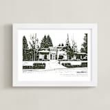"Custom House Portrait with Text" - Custom Print in Olive Shadow by Minted - Framed