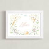 "Petite Jungle Frame" - Personalized Art Print in Soft Pink by Jennifer Wick - Framed