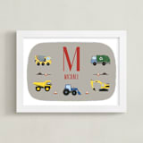 "Trucks with Name - Custom" - Personalized Art Print in Steel by Rebecca Marchese - Framed