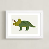 "Triceratops" - Art Print in Cream by Amy Mullen - Framed
