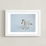 "Oh, Zebra" - Art Print in Soft Grey by Kinga Subject - Framed