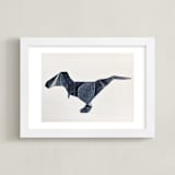 "Paper Animals: TRex" - Art Print in Moody blue by Maja Cunningham - Framed