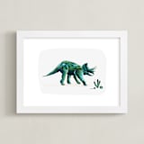 "Triumphant Triceratops" - Art Print in Leaf by Kayla King - Framed