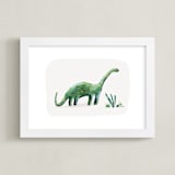 "brave brontosaurus" - Art Print in Leaf by Kayla King - Framed