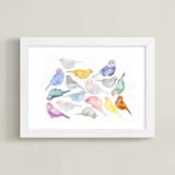 "Bird Crew" - Art Print in Dove Gray by Renee Anne Bouffard-McManus - Framed