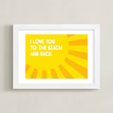 "I Love You To the Beach" - Art Print in Tuscan Sunset Yellow by Lily Wu - Framed