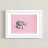 "Toy Elephant" - Art Print in Pretty Pink by Kinga Subject - Framed