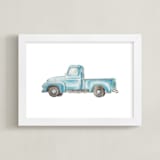 "Vintage Turquoise Pickup Truck" - Art Print in Antique turquoise by Lauren Rogoff - Framed