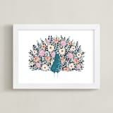 "Peacock Blooming Love" - Art Print in Peacock Blue by Afton Harding - Framed
