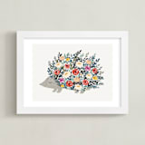 "Porcupine Bloom" - Art Print in Peony Red by Afton Harding - Framed