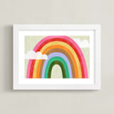 "Rainbow & Clouds" - Art Print in Ruby Red by melanie mikecz - Framed