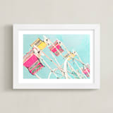 "Fair Days 3" - Art Print in Aqua, Pink, Yellow by Shannon Howard - Framed