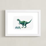 "Terrific T-Rex" - Art Print in Leaf by Kayla King - Framed