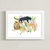 "Wild Cats" - Art Print in Lion biege by Emilie Simpson - Framed